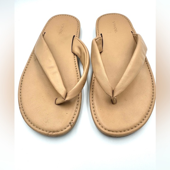 Vince Sz 8 Olexa-B Tan Leather Flip Flops - Picture 2 of 6